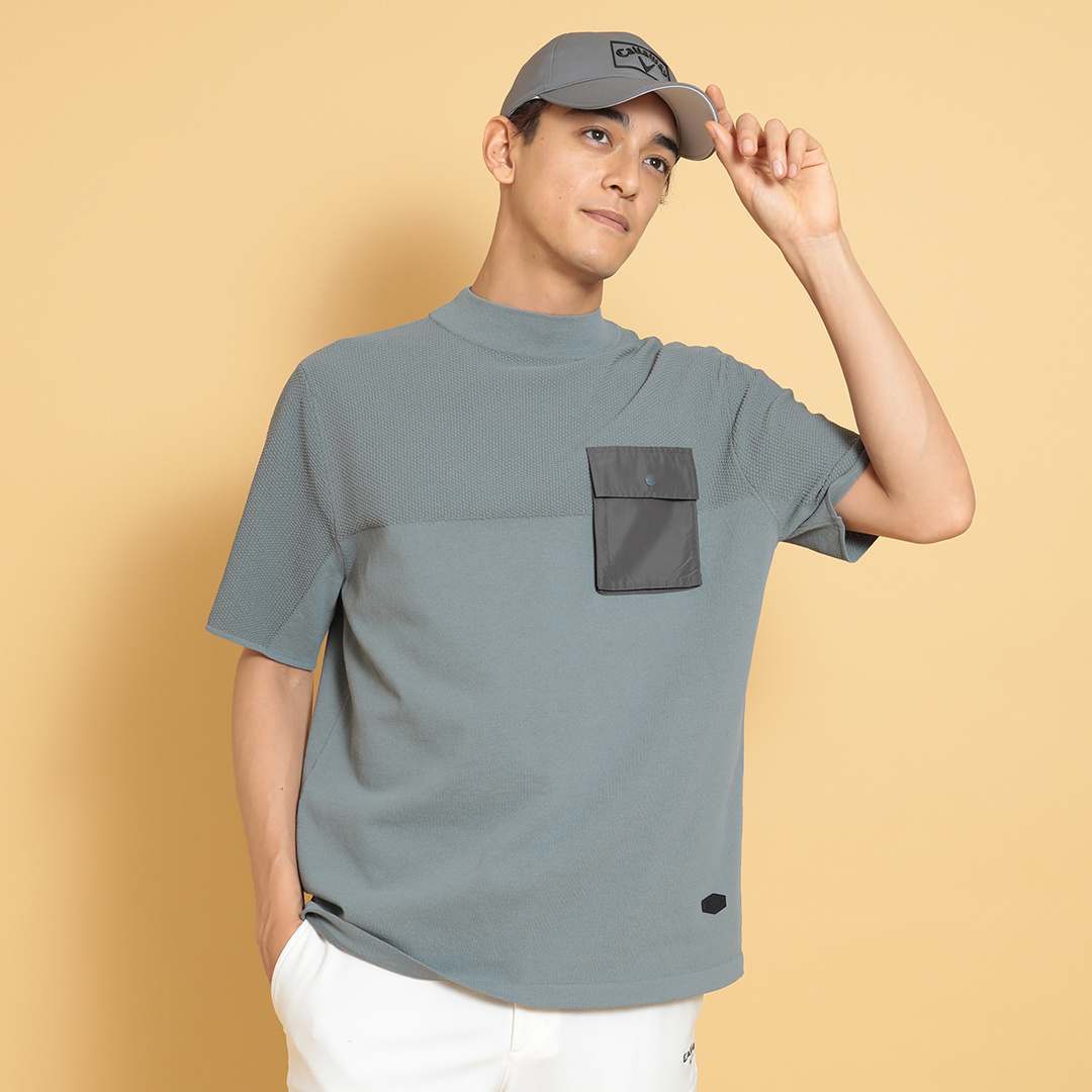 カノコ編みニットモックネックシャツ (MENS)