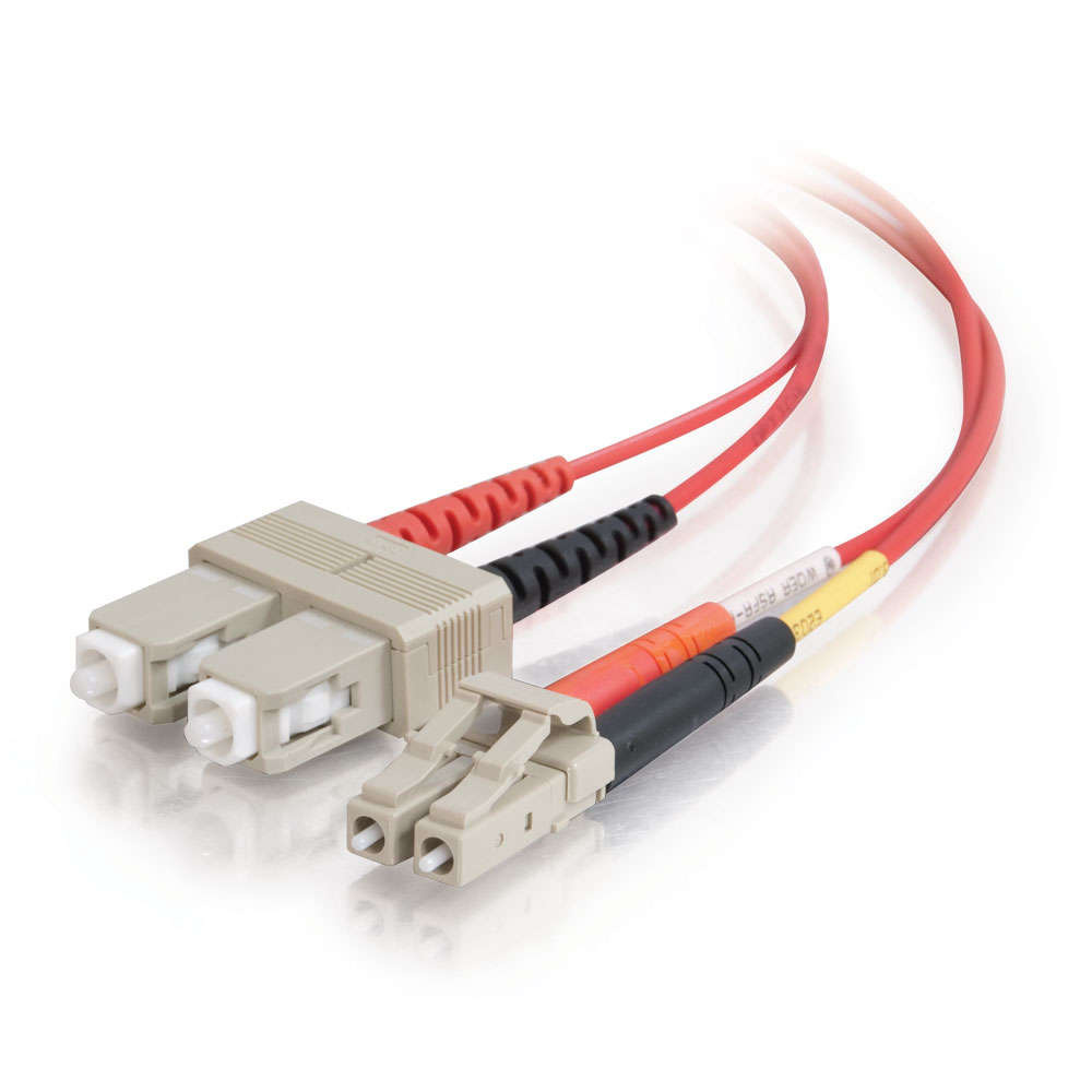 LC-SC 62.5/125 OM1 Duplex Multimode Fiber Optic Cable - Plenum CMP-Rated - Red