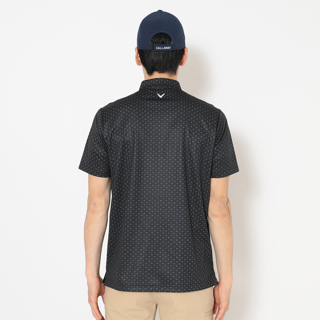 ハニカムメッシュ総柄ロゴ半袖シャツ (MENS)