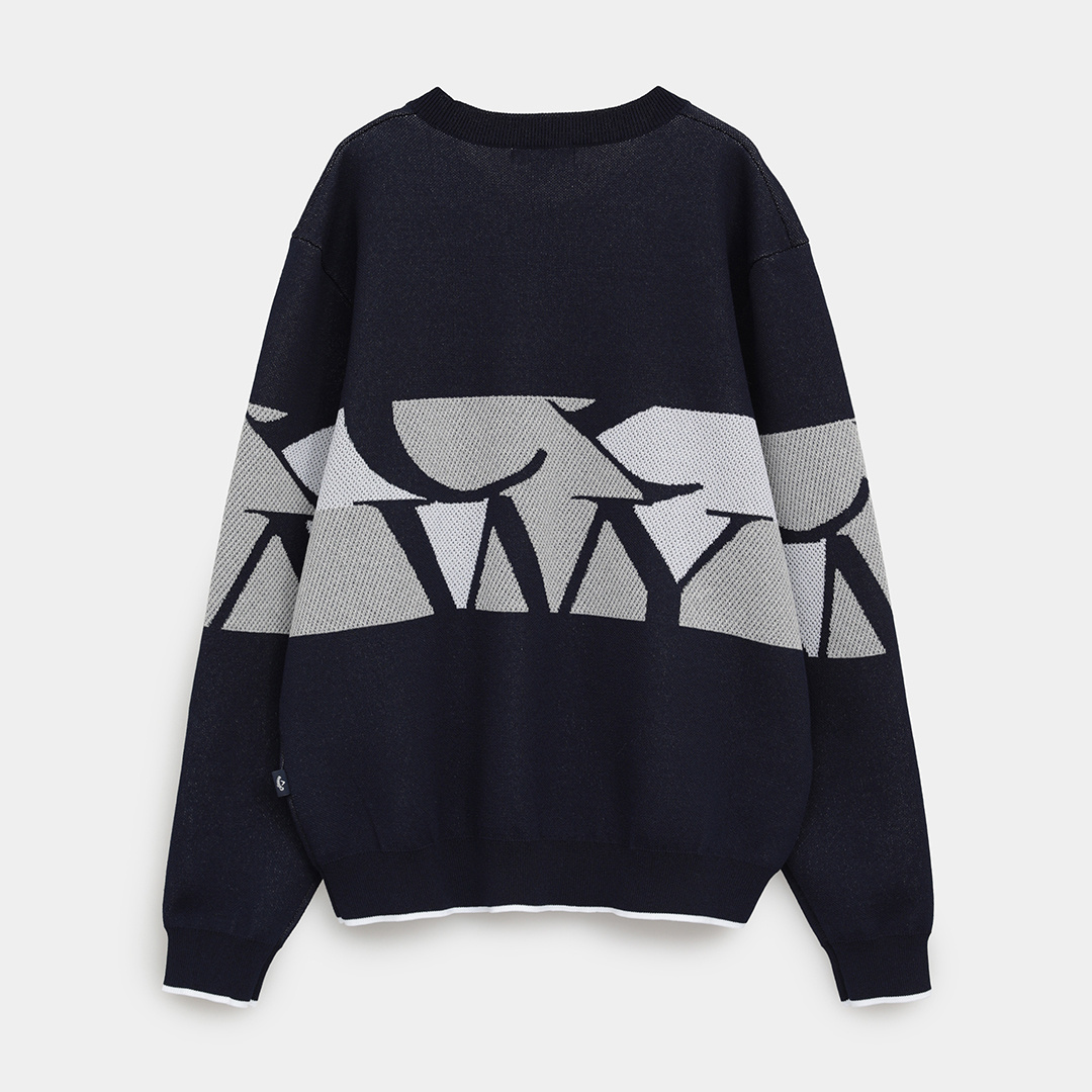 ロゴジャカードクルーネックニット (MENS)
