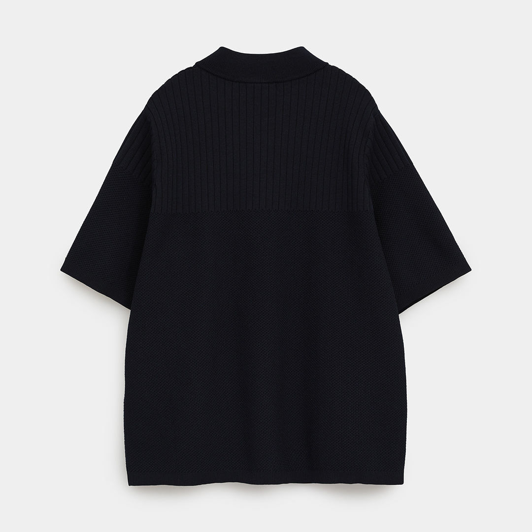 半袖ハーフジップモックネックニット ※4Lサイズあり (MENS)