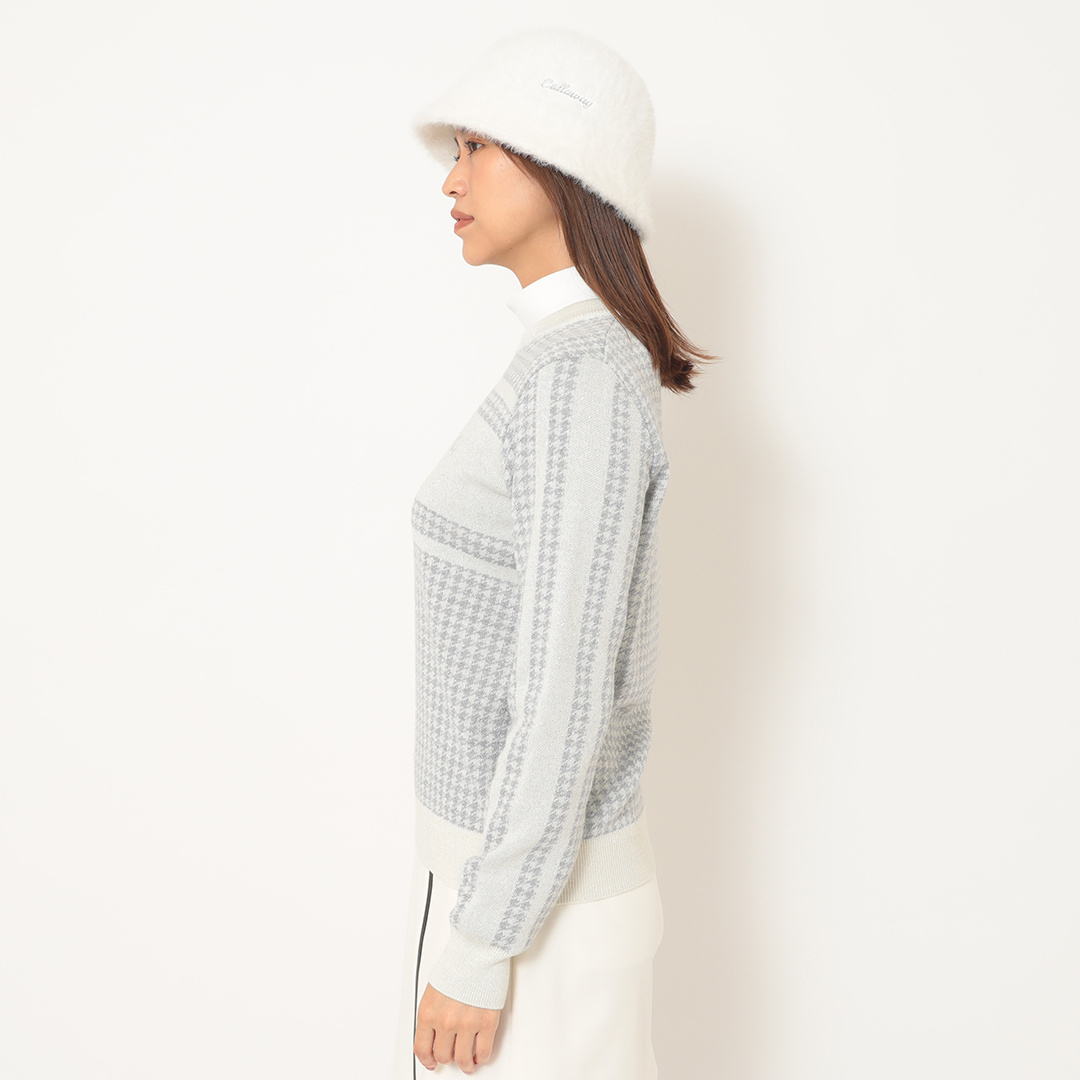 ラメプレーティング千鳥ダブルジャカードニット (WOMENS)