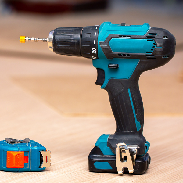 Yellow cordless power drill