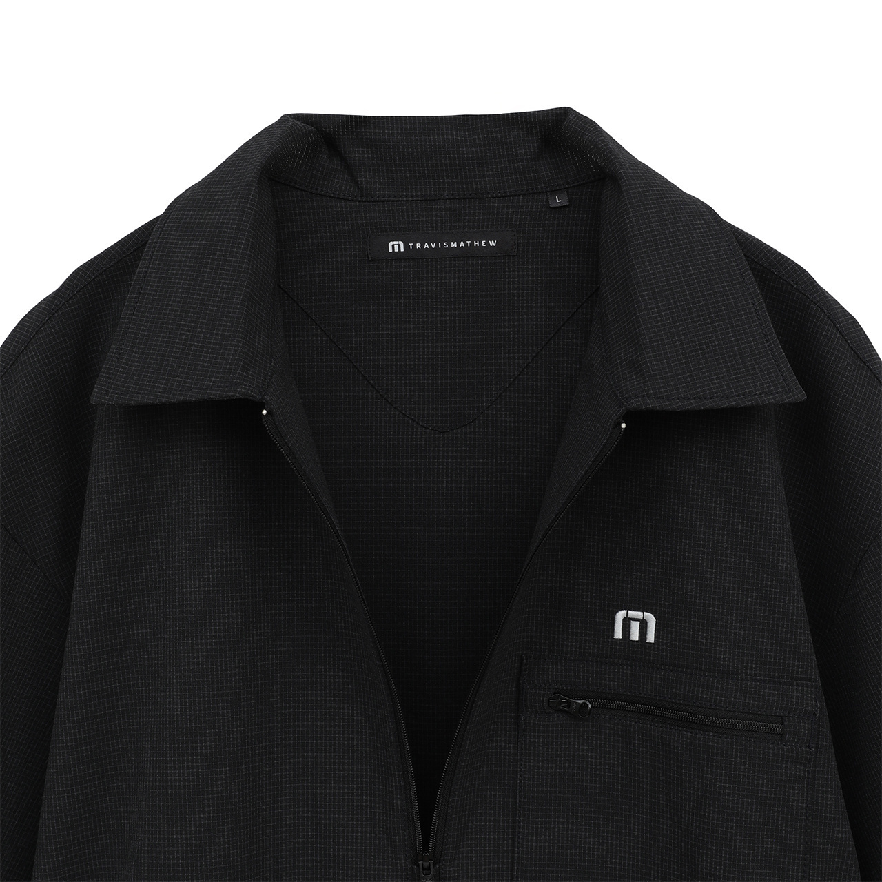 半袖チェック柄 クォータージップ ジャケット(MENS)