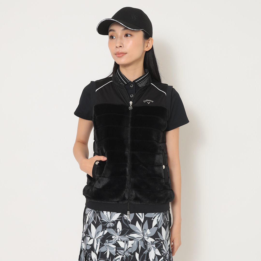 キャロウェイ　フルジップ中綿ボアベスト　ファーベスト　ダブルジップ　タグ付新品 Callaway - キャロウェイ フルジップ中綿ボアベスト ファー