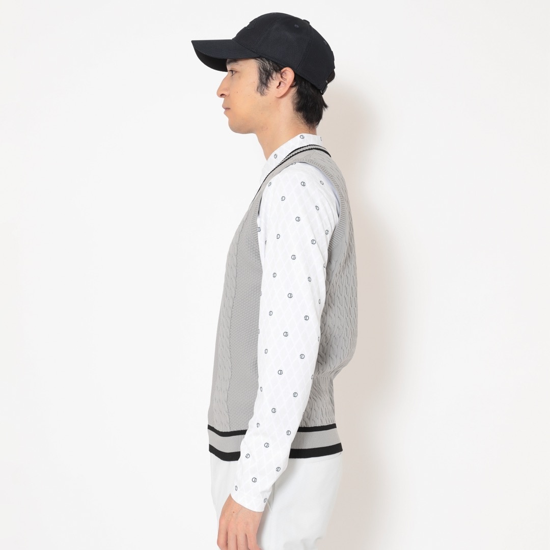 ケーブル編みVネックニットベスト (MENS)
