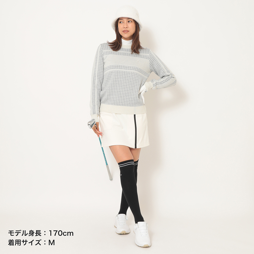 ラメプレーティング千鳥ダブルジャカードニット (WOMENS)
