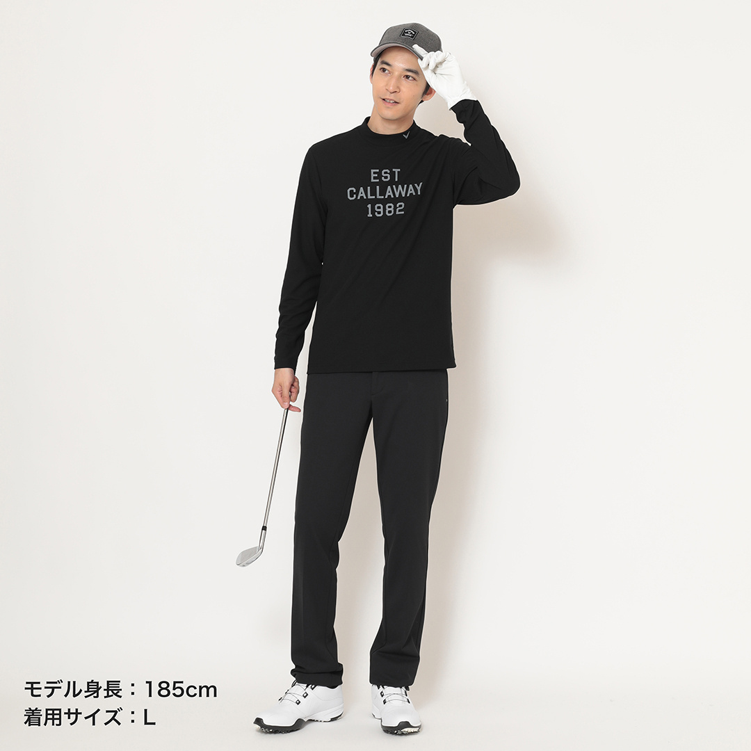 ポリエステルスムース長袖モックネックシャツ (MENS)