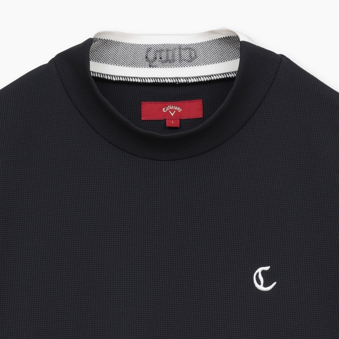 ハイストレッチミニワッフルモックネックシャツ (MENS)