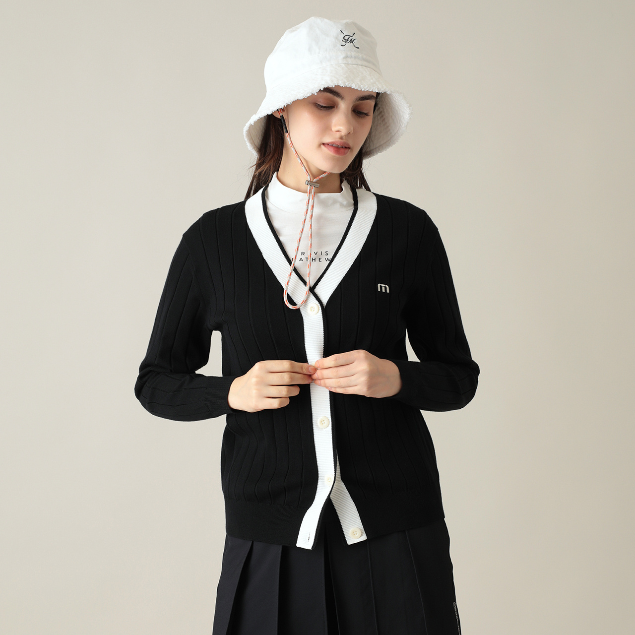 ワイドリブVネックカーディガン(WOMENS)