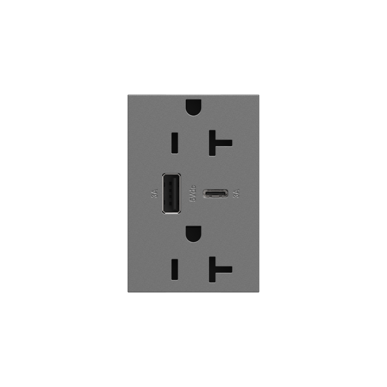 adorne USB Type A/C outlet in magnesium