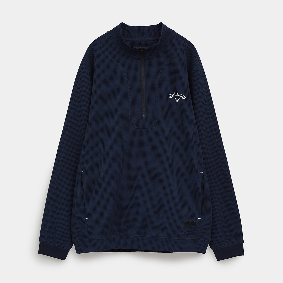 PGG ハーフジップ ネイビーモックネックシャツ ハーフジップモックネック長袖シャツ(長袖シャツ・ポロシャツ