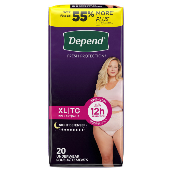 Depend Night Defense Underwear for Women, X-Large - 80/case (DENDUWX2 Health & Beauty Health Care Incontinence Aids) photo