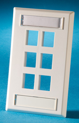 SINGLE GANG KEYSTONE FACEPLATE, 6 PORT, ELECTRICAL IVORY