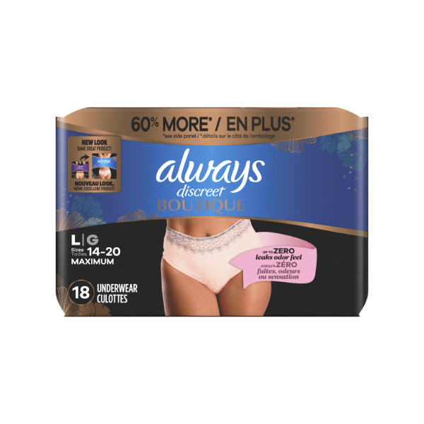 Always Discreet Boutique Underwear, Large, 72/case (AWBTQUL2 Health & Beauty Health Care Incontinence Aids) photo