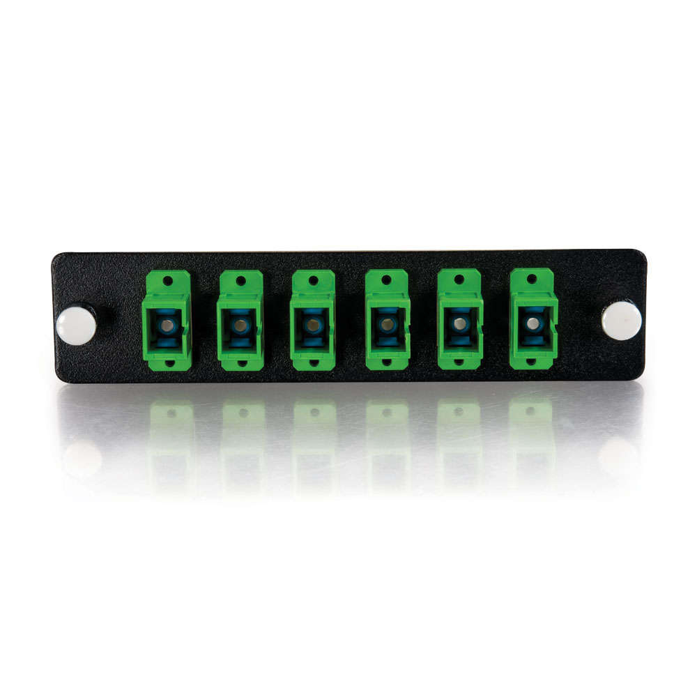 6-Strand, SC, Zirconia Insert, Single-Mode, APC, Green Adapter Panel