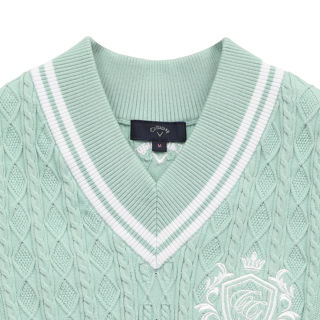 Vネックケーブルニットベスト (WOMENS)