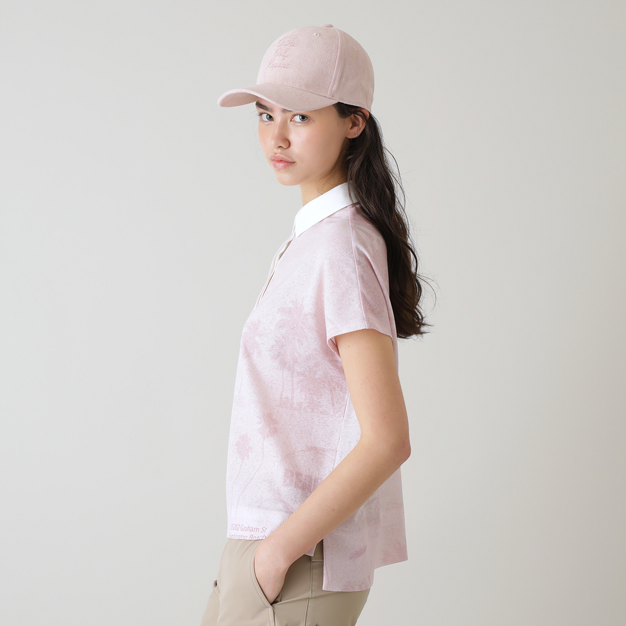 パネルプリントフレンチスリーブポロ(WOMENS)