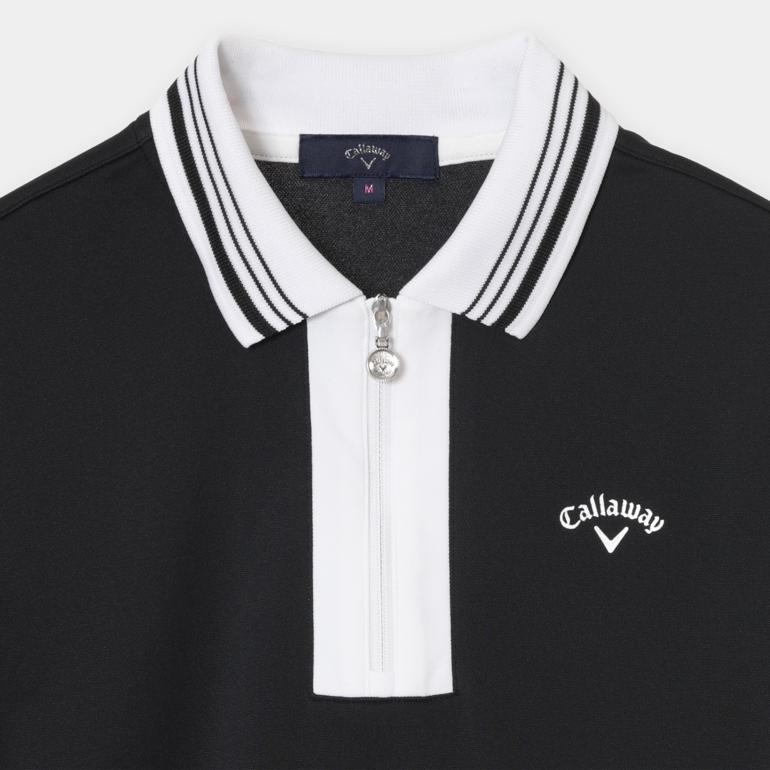 UVカット裏クール半袖ハーフジップシャツ (WOMENS)