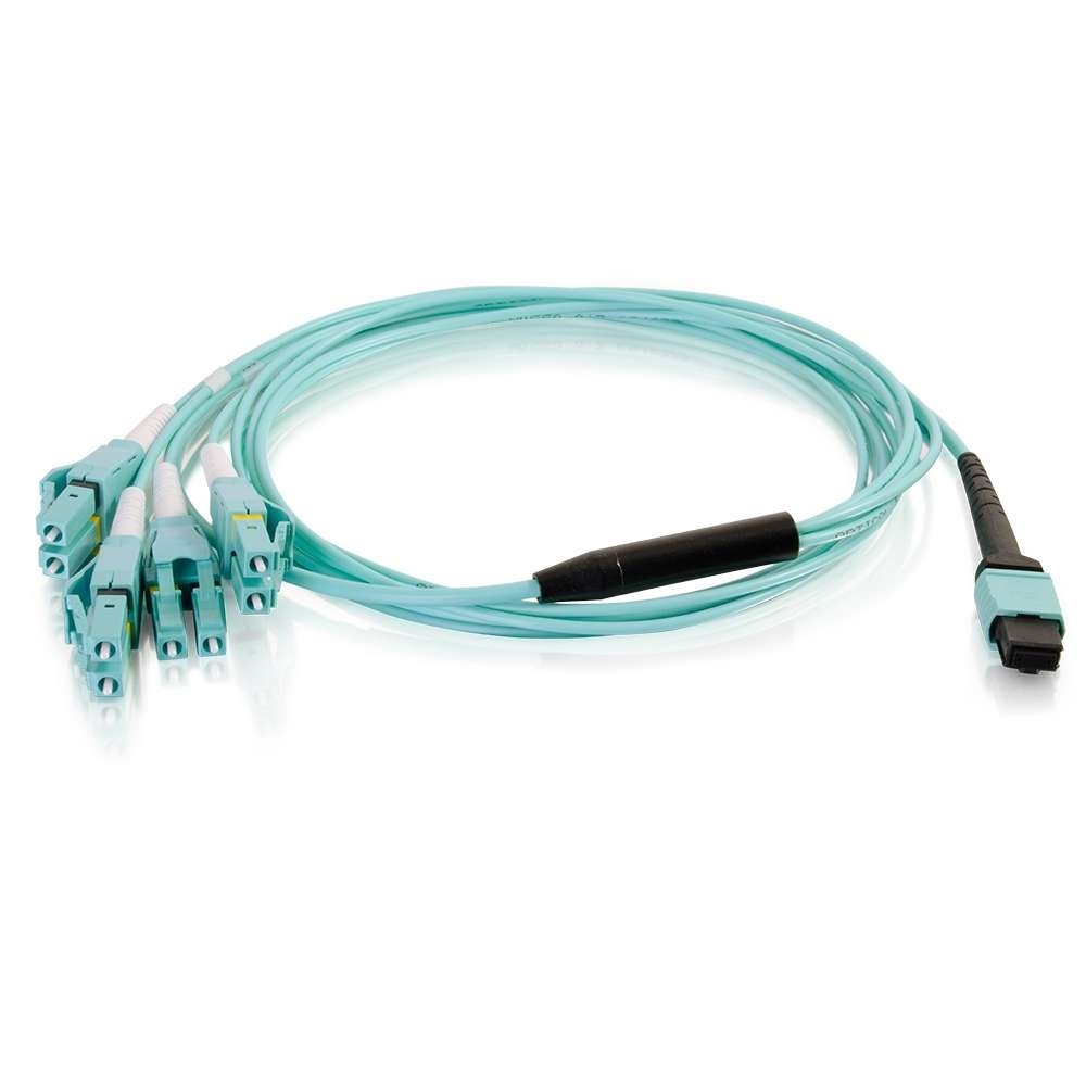 MTP Compatible MPO to 4 Duplex Fiber Breakout Cable OM3 riser rated (OFNR)
