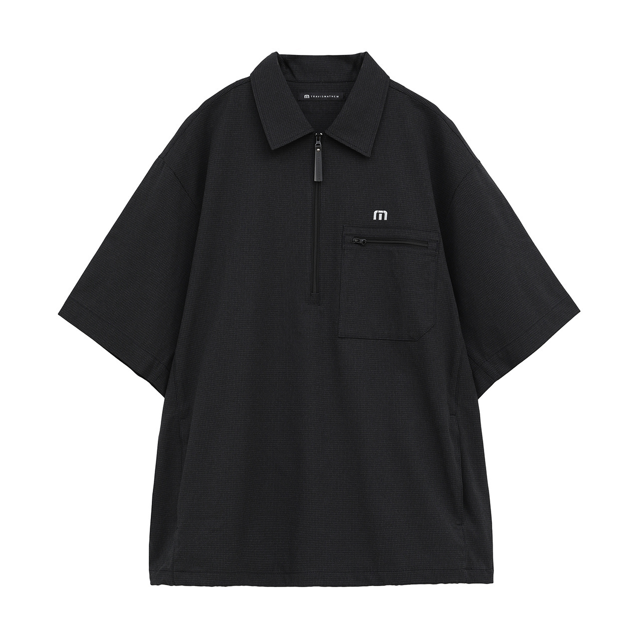 半袖チェック柄 クォータージップ ジャケット(MENS)