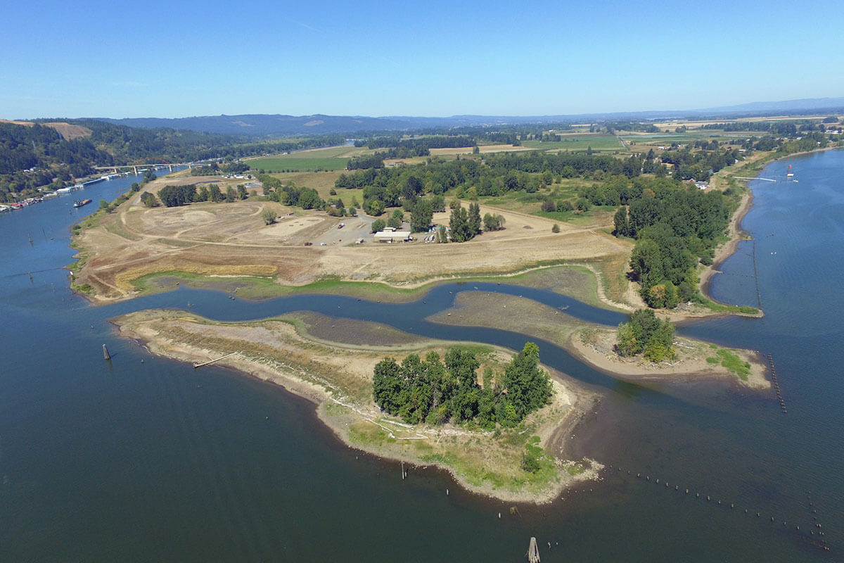 Aerial photo of the Alder Creek site after restoration