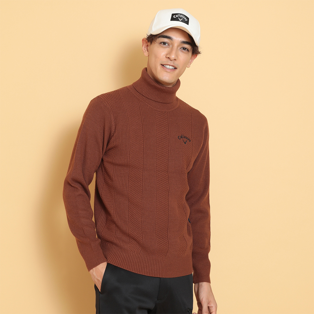 畦編みタートルネックニット ※4Lサイズあり (MENS)