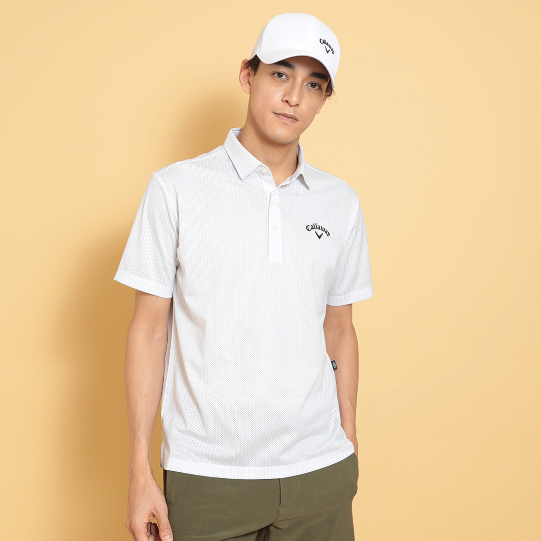 今季新作　お値下げ　CALLAWAY かざあなメッシュすトライププリントシャツ Callaway シャツ キャロウェイ かざあなメッシュストライプ