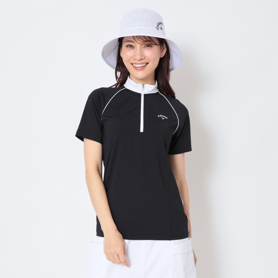 河本結プロ着用】レタードプリントカノコ半袖ポロシャツ (WOMENS)