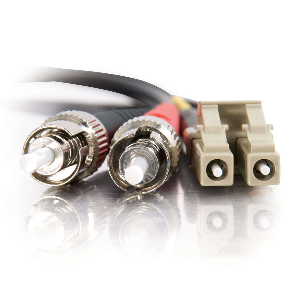 LC-ST 62.5/125 OM1 Duplex Multimode Fiber Optic Cable - Plenum CMP-Rated - Black