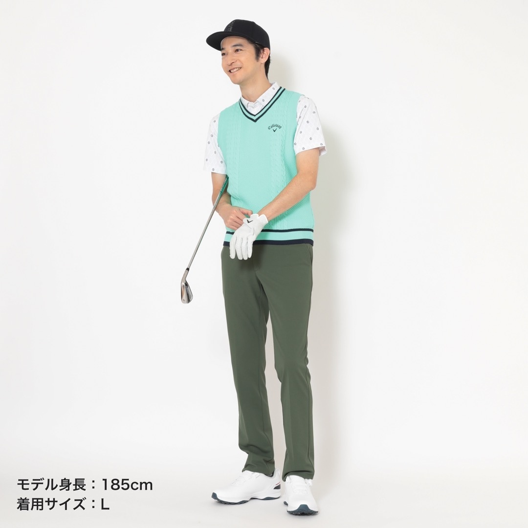 ケーブル編みVネックニットベスト (MENS)