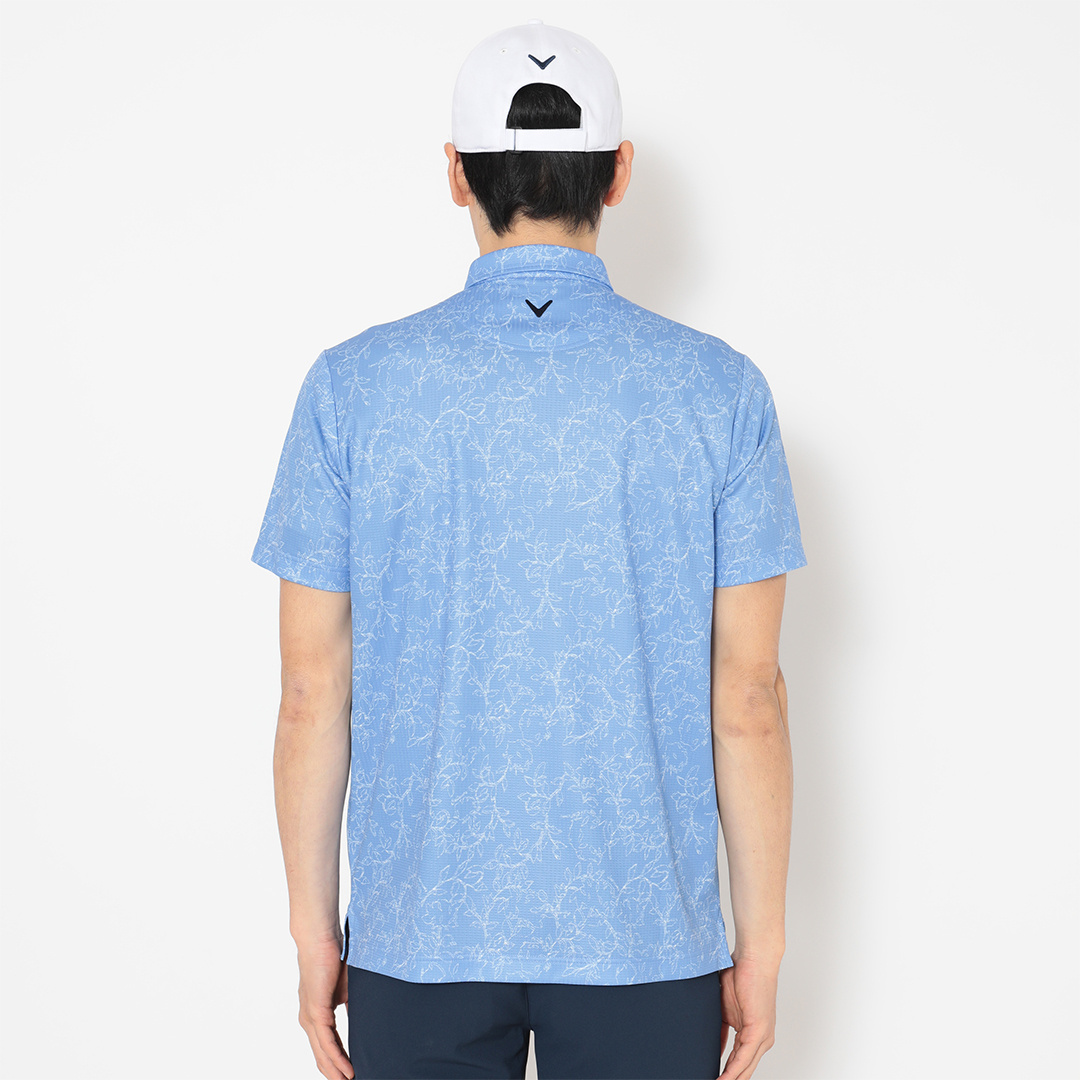 ハニカムメッシュ花柄半袖シャツ (MENS)