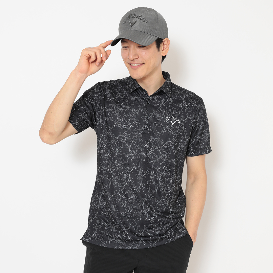 2025春夏モデルCallaway ポリエステルハニカム小花柄半袖シャツ メンズ ハニカムメッシュ花柄半袖シャツ (MENS)