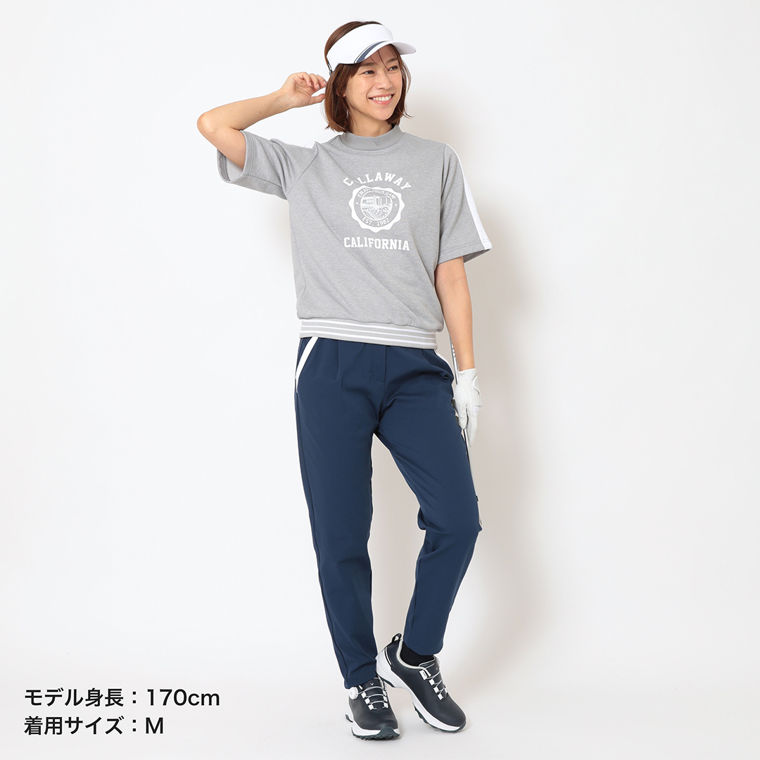 裏毛スウェット半袖ハイネックプルオーバー (WOMENS)