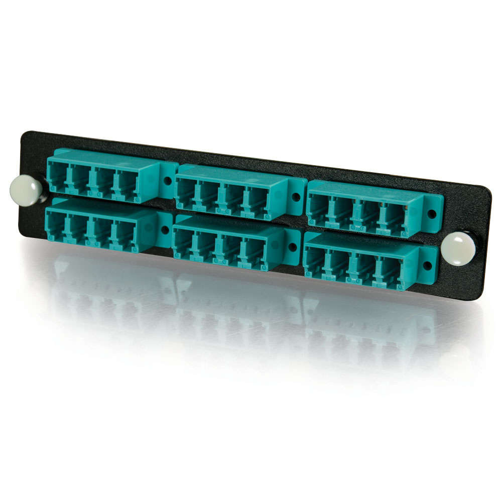 24-Strand, LC Quad, PB Insert, Multimode, Aqua Adapter Panel