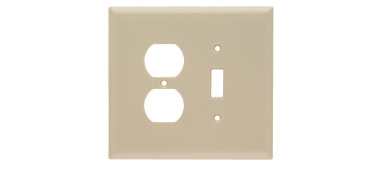 Combination Openings, 1 Toggle Switch and 1 Duplex Receptacle, Two Gang, Ivory