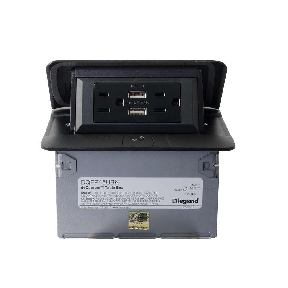 deQuorum Dual Flip-Up Unit with USB - Black Powder Coat