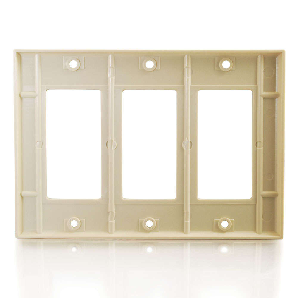 Three Cutout Triple Gang Wall Plate Ivory
