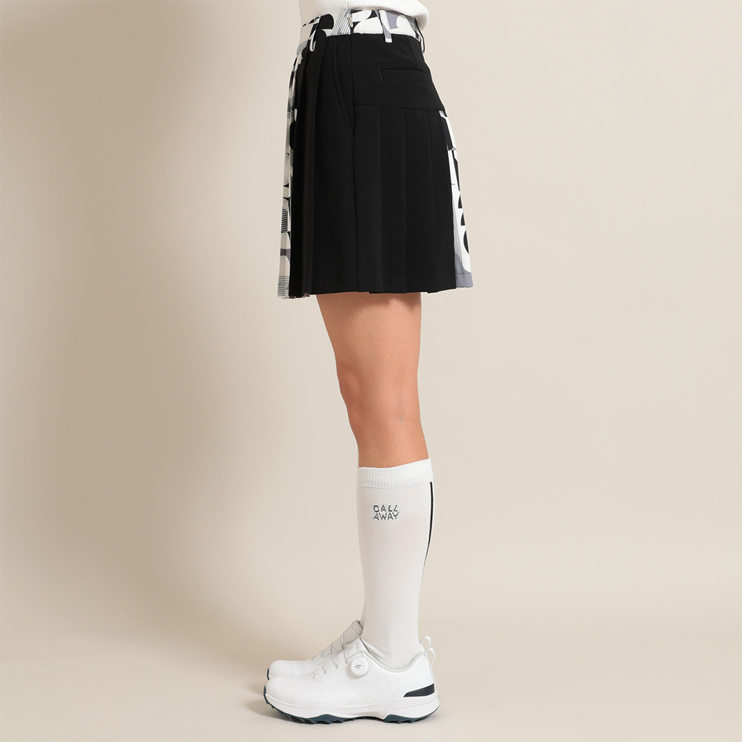 8WAYストレッチ ジオメトリックプリントダブルサテンスカート