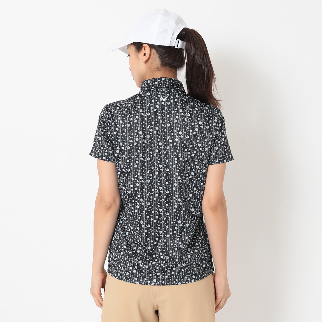 ポリエステルスムース半袖モックネックシャツ (WOMENS)