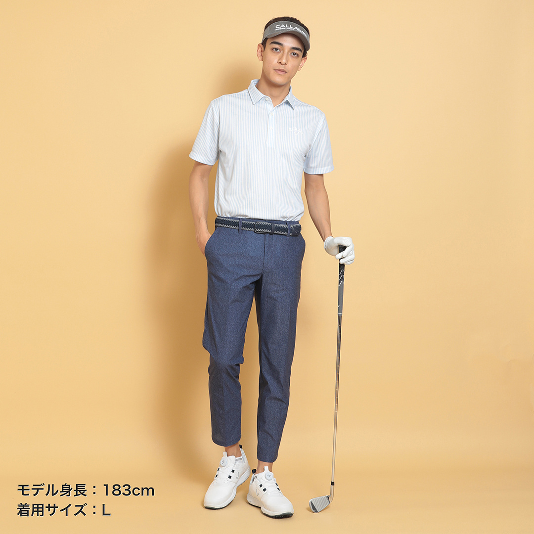 石川遼プロ着用】かざあなメッシュストライププリントシャツ ※4Lサイズ