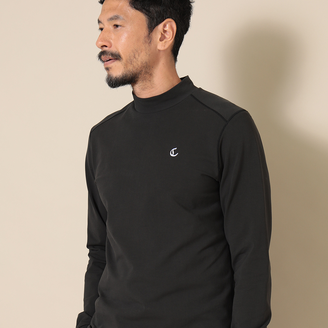 綿ベア天長袖モックネックシャツ (MENS)