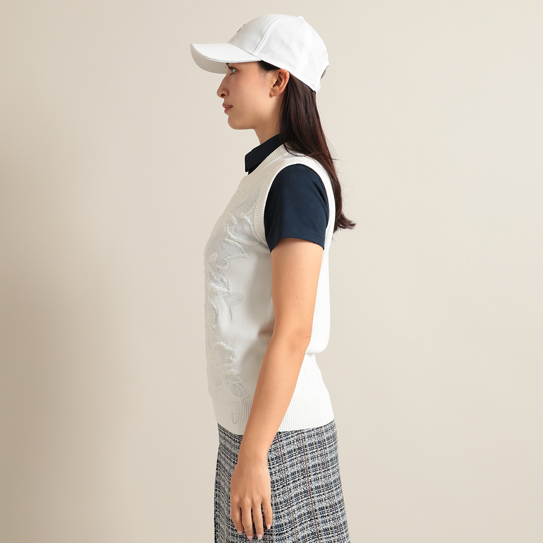 フラワージャカードニットベスト (WOMENS)