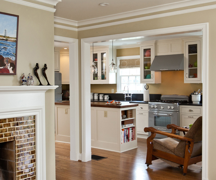 The retro vibe continues outside of the kitchen. sb-atl-mowry-retro-fireplace.jpg