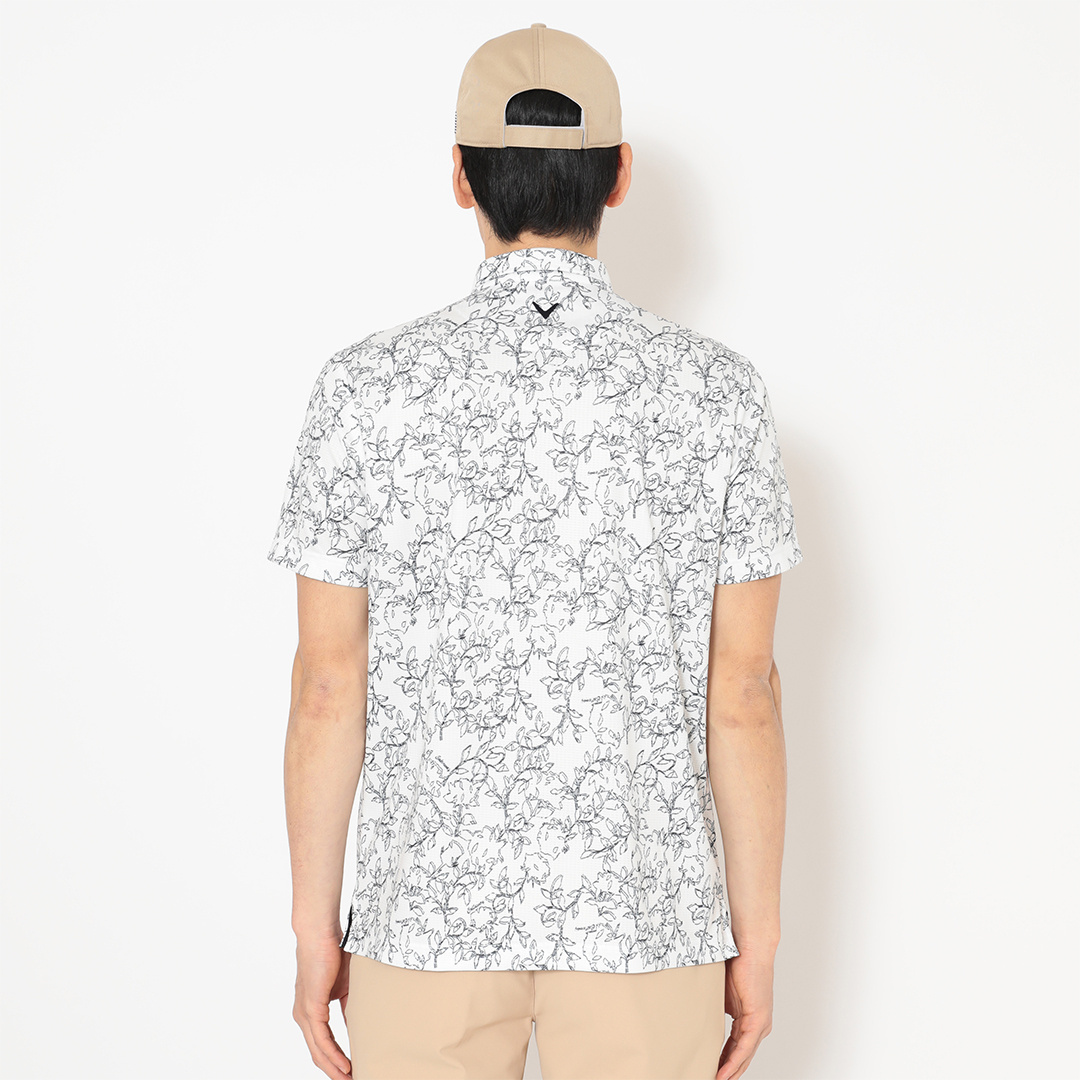 ハニカムメッシュ花柄半袖シャツ (MENS)