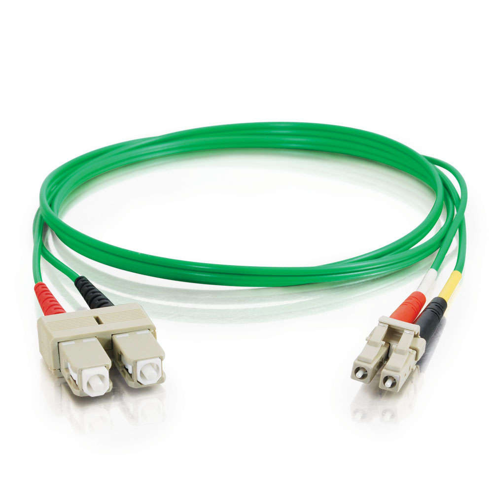 LC-SC 50/125 OM2 Duplex Multimode Fiber Optic Cable - Plenum CMP-Rated - Green