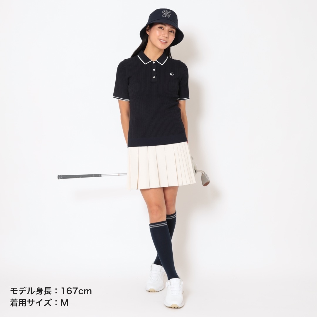 ハイゲージケーブルニットポロシャツ (WOMENS)