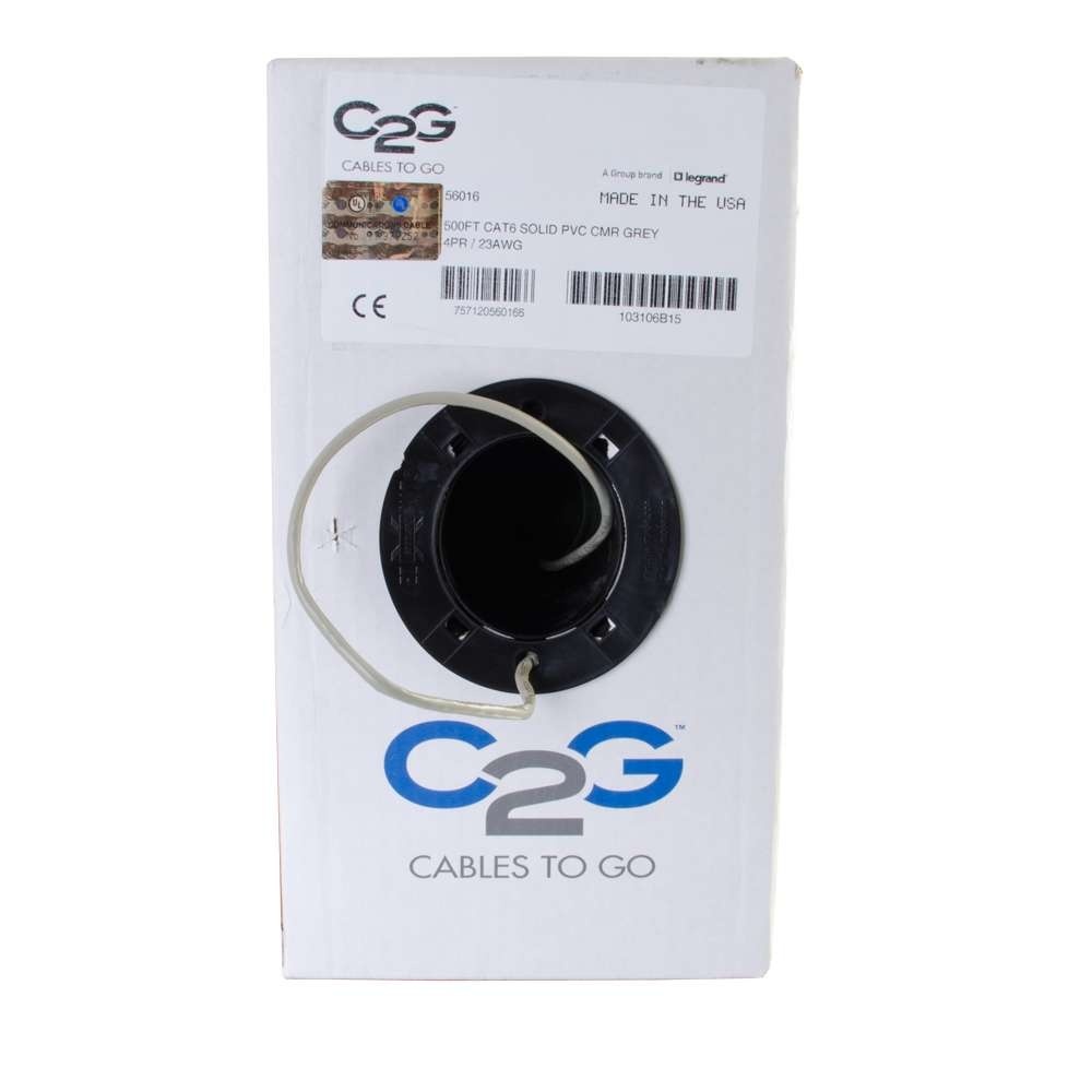 Cat6 Bulk Unshielded (UTP) Ethernet Network Cable with Solid Conductors - Riser CMR-Rated - Black (TAA)