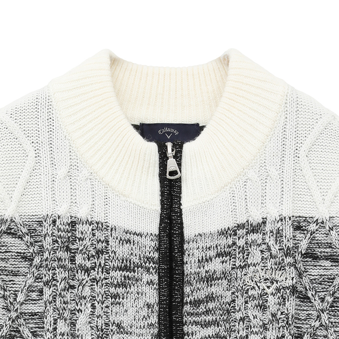 裏地付ラメ入りフルジップニット (WOMENS)