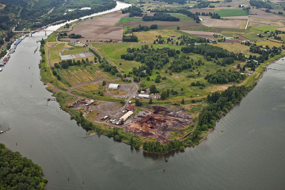 Aerial photo of the Alder Creek site before restoration